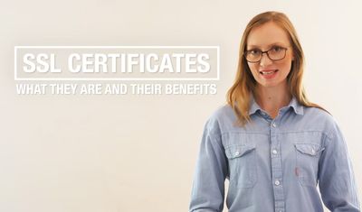 A screenshot of the video showing a younge lady talking about SSL certificates