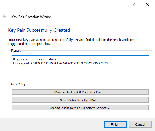 kleopatra Key Pair Created