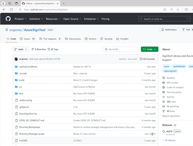 AzureSignTool on Github