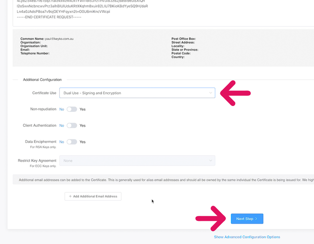 additional configuration options