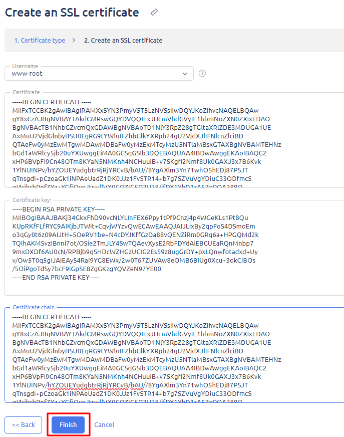 ISPManager Certificate Data