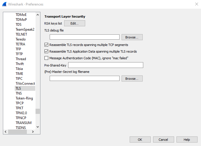 Wireshark preferences