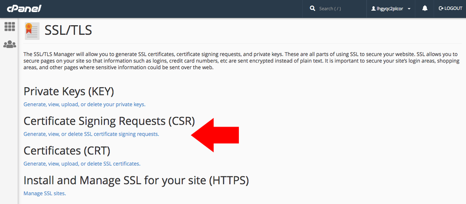 cPanel SSL CSR Generation Link