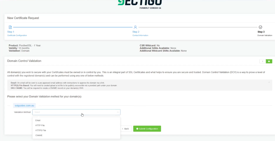 ssl validation method