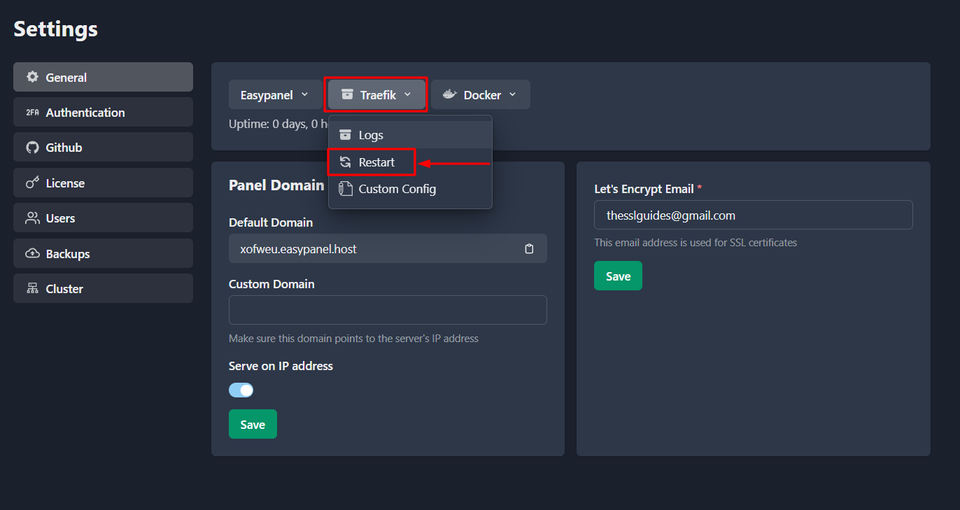 EasyPanel Traefik Restart